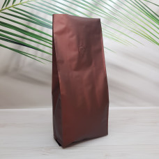 Гассет-пакет с центральным швом с клапаном для кофе 500 г коричневый 90х320х30