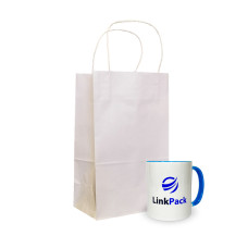 Крафт-пакет с ручками белый 150 х 80 х 240 мм