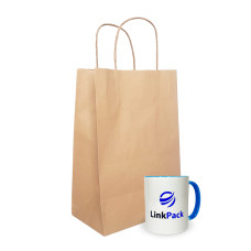Крафт-пакет с ручками бурый 190 х 110 х 280 мм