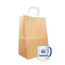 Крафт-пакет з ручками бурый 220 х 130 х 280 мм