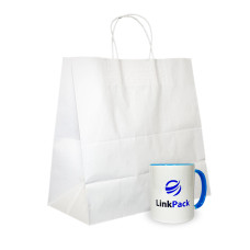 Крафт-пакет з ручками белый 320 х 150 х 300 мм