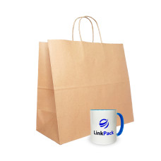 Крафт-пакет з ручками бурый 320 х 150 х 300 мм