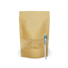 Дой-Пак с зип замком и окном 500 г крафт бурый 180х280