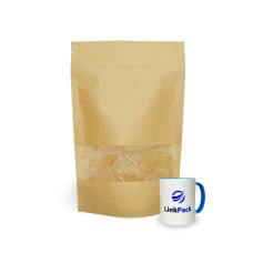 Дой-Пак с зип замком и окном 1 кг крафт бурый 210х380