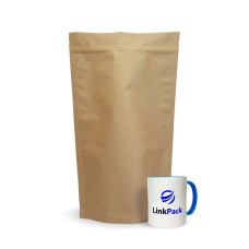 Дой-Пак с зип замком 1 кг крафт металл 210х380