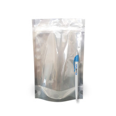 Дой-Пак с зип замком и прозрачной стороной 250 г серебро 140х240