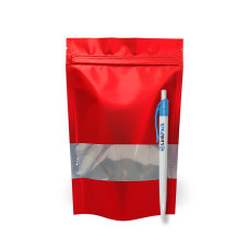 Дой-Пак металл с зип замком и окном 150 г красный 130х200