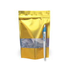 Дой-Пак металл с зип замком и окном 150 г золотой 130х200