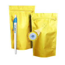 Дой-Пак 50 г золотой 100х170 с клапаном для кофе