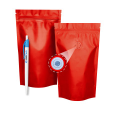 Дой-Пак 150 г красный матовый 130х200 с клапаном для кофе