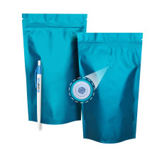 Дой-Пак 250 г аквамарин 140х240 с клапаном для кофе