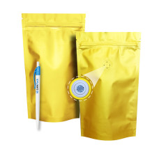 Дой-Пак 250 г золотой 140х240 с клапаном для кофе 