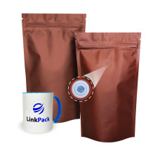 Дой-Пак 500 г коричневый 180х280 с клапаном для кофе