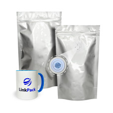 Дой-Пак 500 г серебряный 180х280 с клапаном для кофе