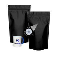 Дой-Пак 1кг черный 210х380 с клапаном для кофе