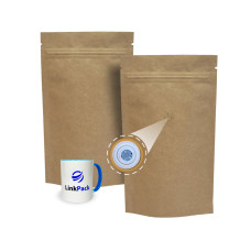 Дой-Пак 1 кг крафт металл 210х380 с клапаном для кофе