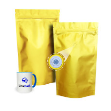 Дой-Пак 1 кг золотой 210х380 с клапаном для кофе