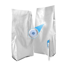 Гассет-пакет 1 кг серебряный 135х360х35 с клапаном для кофе 